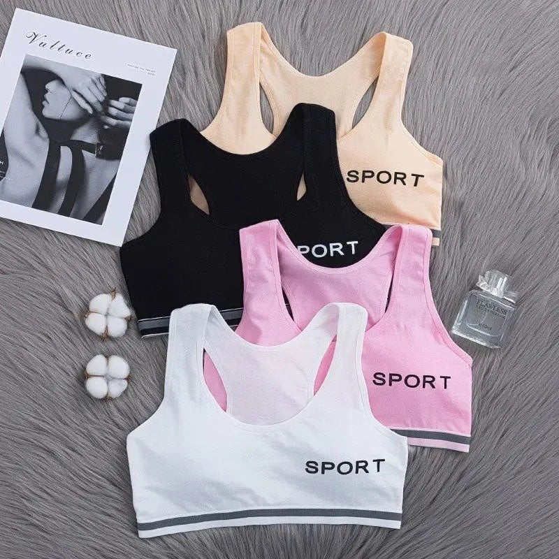 Pack Of 3 Padded Cotton Sports Bra for Girls-003