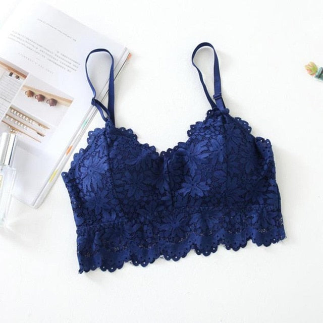 Pack of 2 Lace V Neck Crochet Bralette Crop Tops Bra-343