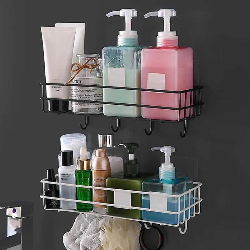 METAL SHELF WITH HOOKS