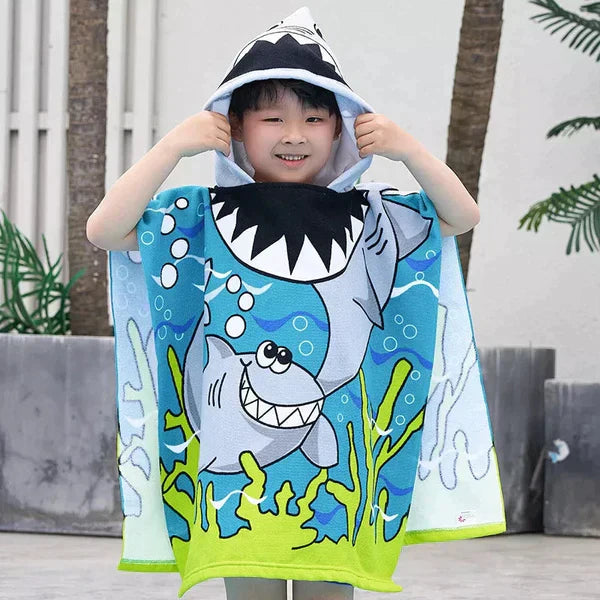 CARTOON PRINTED KIDS HOODED BATHROBE