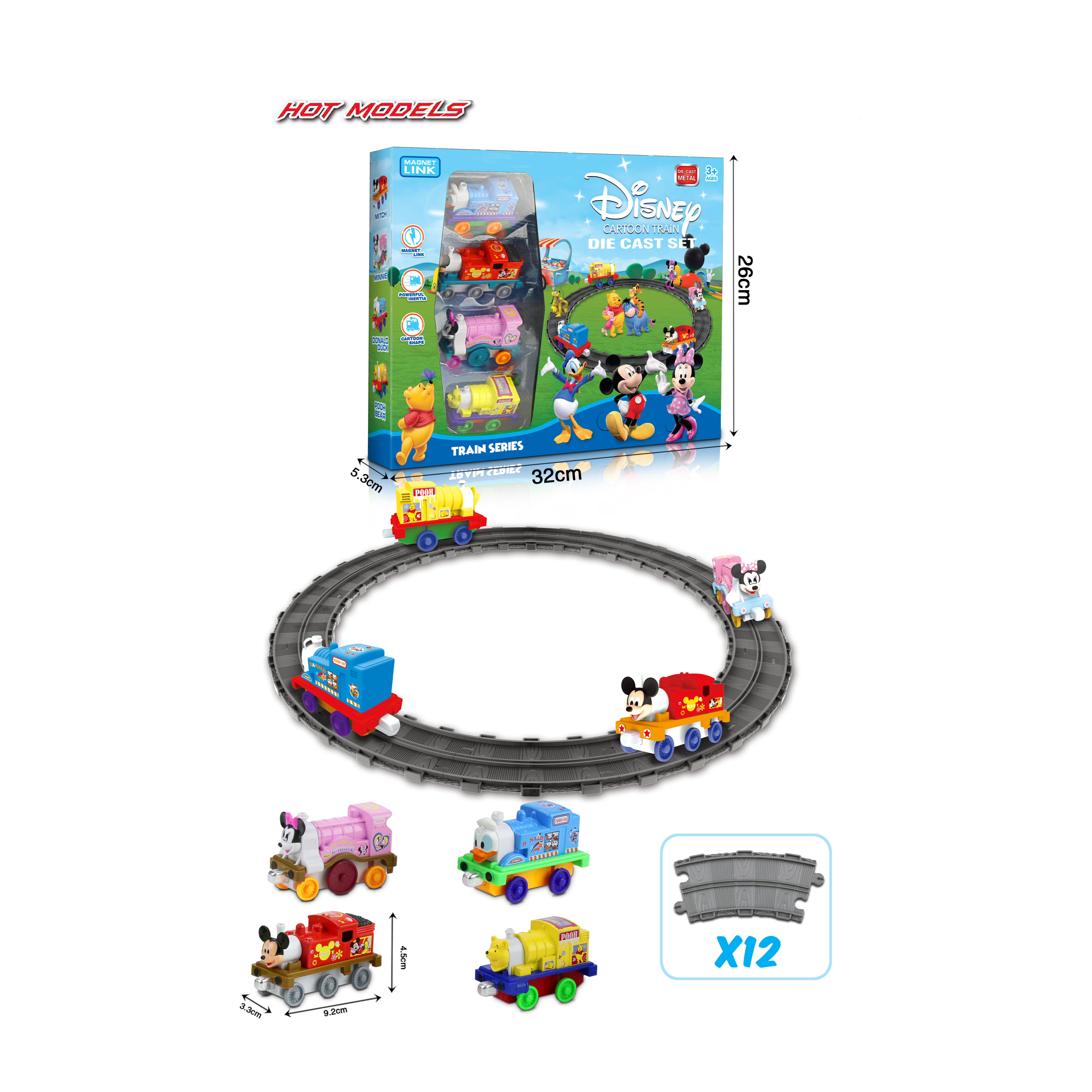 Disney Cartoon Train Track | 4 Pcs Cartoon Trains