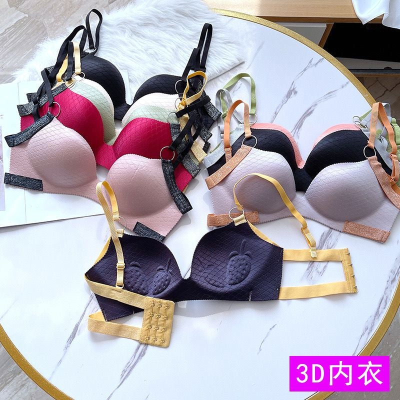 Cute Stylish Contrast Glitter Patti Hollow Back Light Padded Adjustable 4 Back Hook Closure Bra 3D2022