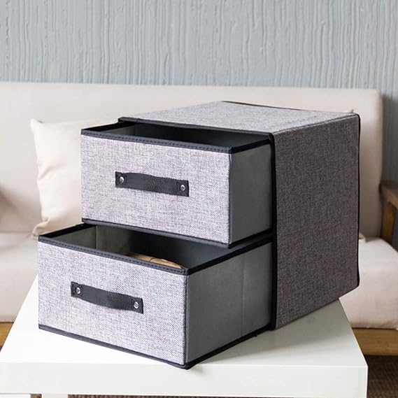 2 Drawer Fabric Storage Box