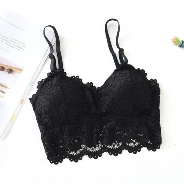 Pack of 2 Lace V Neck Crochet Bralette Crop Tops Bra-343