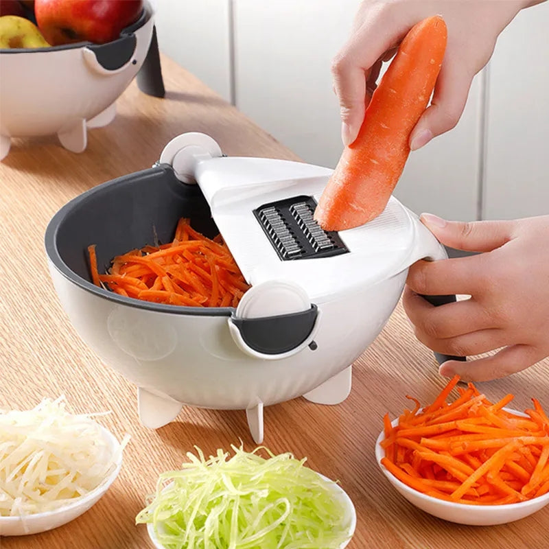 MULTIFUNCTIONAL VEGETABLE CUTTER WITH DRAIN BASKET