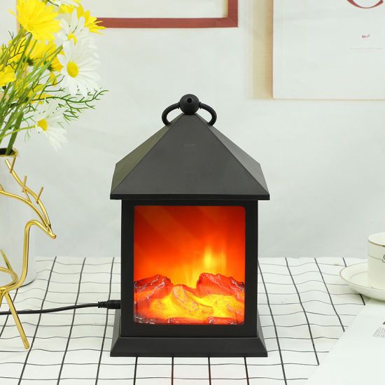 Fireplace Lantern  Super Bright LEDs 6 Hours Timer Battery Operated, Plastic Hanging Sitting Decoration Indoor & Outdoor Use LED Fireplace Lamp