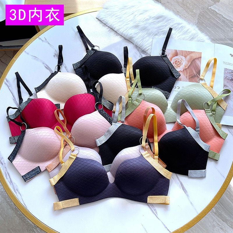 Cute Stylish Contrast Glitter Patti Hollow Back Light Padded Adjustable 4 Back Hook Closure Bra 3D2022