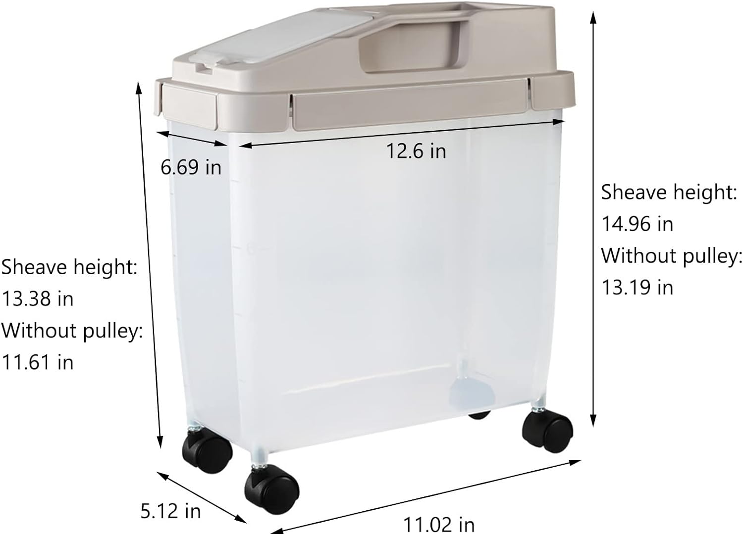 RICE CONTAINER STORAGE BOX WITH WHEELS