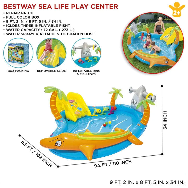 BESTWAY Sea Life Play Centre Pool For Children 9ft 2in x 8ft 5in x 34in