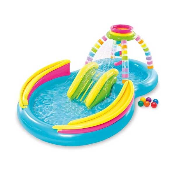 INTEX Funnel Rainbow Play Centre Pool For Kids With Six Balls 9ft 8in X 6ft 3in X 3ft 6in