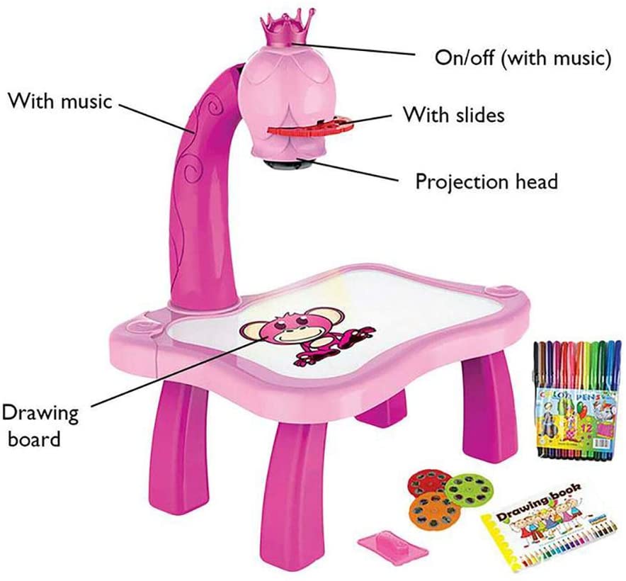 Drawing Projector Table for Kids - Trace and Draw Projector Toy with Light & Music