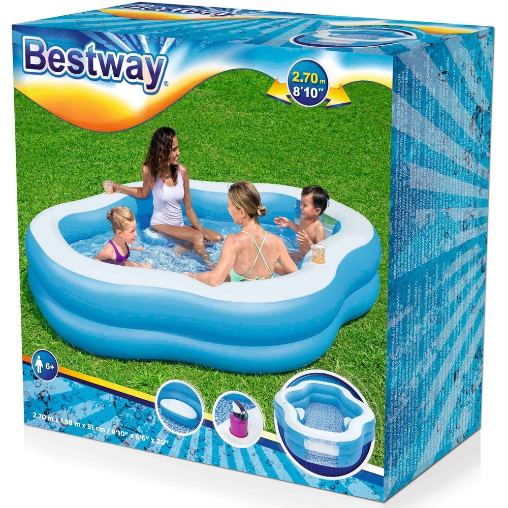 BESTWAY Splash View Family Pool with Pool Seat 8ft 10in x 6ft 6in x 20in