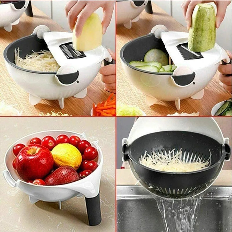 MULTIFUNCTIONAL VEGETABLE CUTTER WITH DRAIN BASKET