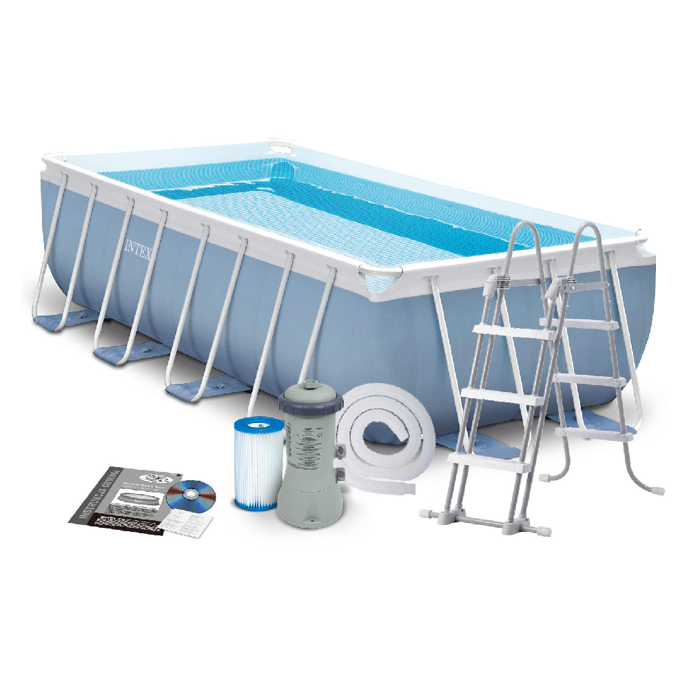 INTEX Rectangular Prism Frame Pool For Family & Kids 13.1ft x 6.5ft x 39in