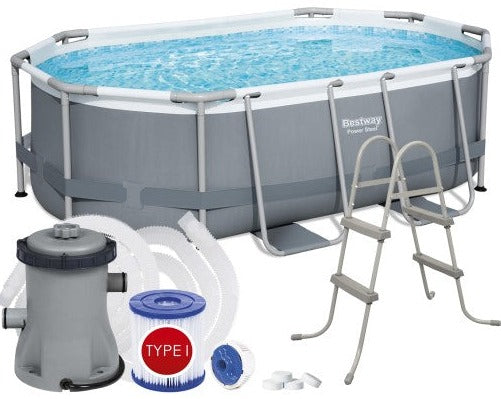 BESTWAY Power Steel Oval Pool Above Ground 10ft x 6ft 7in x 33in