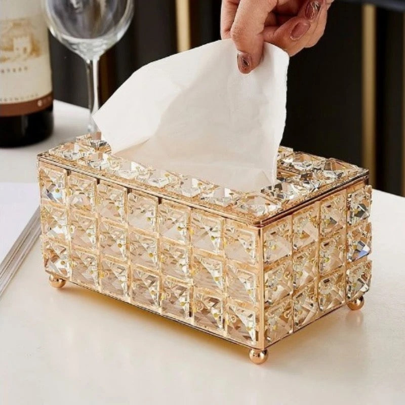 MODERN CRYSTAL TISSUE BOX RECTANGLE GOLD