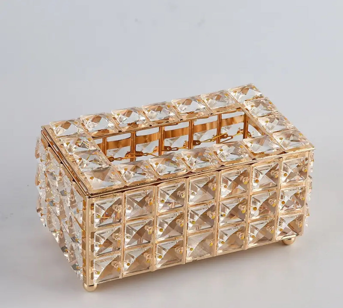 MODERN CRYSTAL TISSUE BOX RECTANGLE GOLD