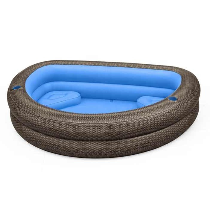 BESTWAY TruPrint Wicker Inflatable Family Pool 7ft 7in x 70in x 21in