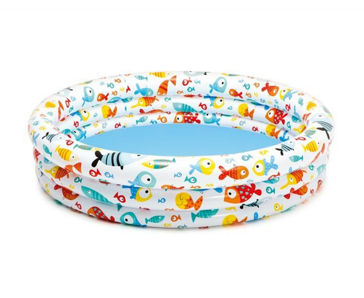 INTEX Fish Printed Pool With Beach Ball & Ring For Kids 4.5ft in x 1ft