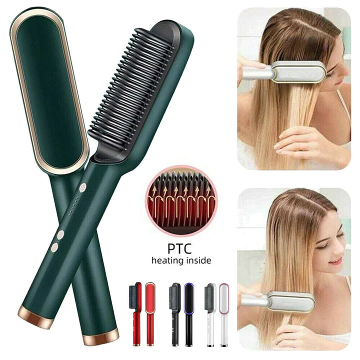 Hair straightener brush comb