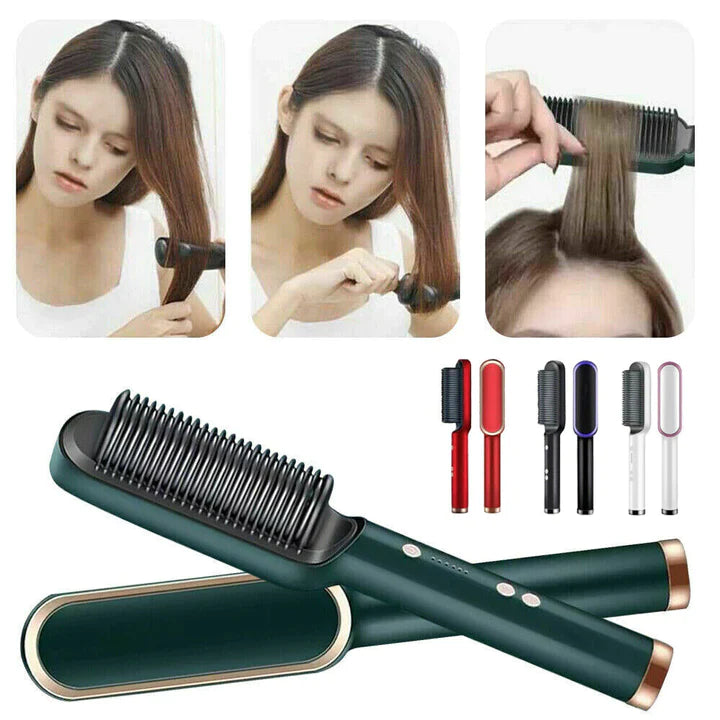 Hair straightener brush comb