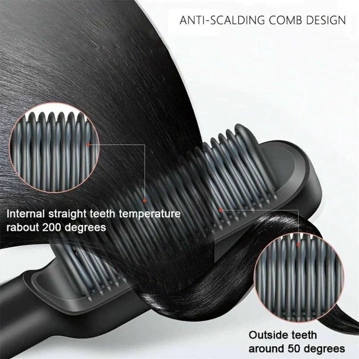 Hair straightener brush comb