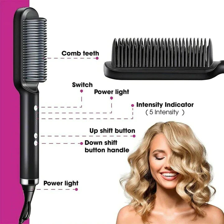 Hair straightener brush comb