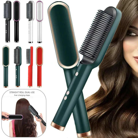 Hair straightener brush comb