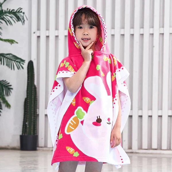 CARTOON PRINTED KIDS HOODED BATHROBE