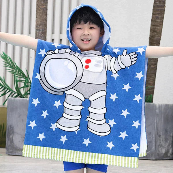 CARTOON PRINTED KIDS HOODED BATHROBE