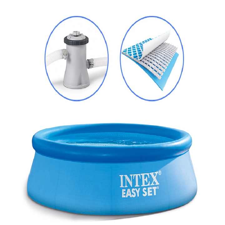 INTEX Easy Set Circular & Inflatable Pool For Kids With Water Pump 8ft x 24in