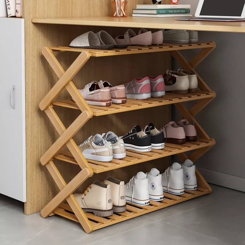 FOLDABLE WOODEN SHOE RACK