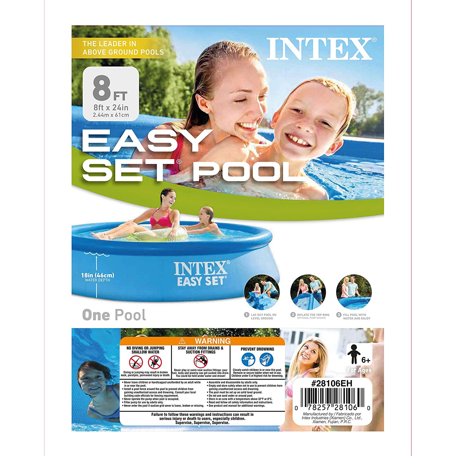 INTEX EasySet Inflatable Swimming Pool For Children 8ft x 24in