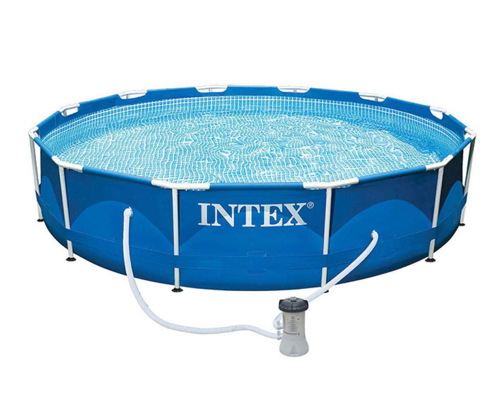 INTEX Metal Frame Ground Pool With Filter For Kids 12ft x 30in