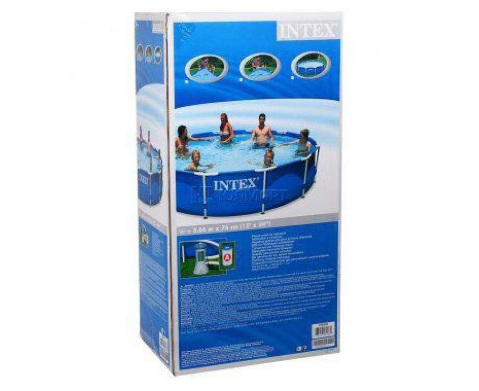 INTEX Metal Frame Ground Pool With Filter For Kids 12ft x 30in