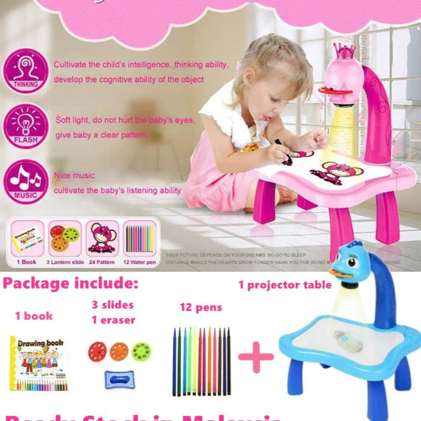 Drawing Projector Table for Kids - Trace and Draw Projector Toy with Light & Music