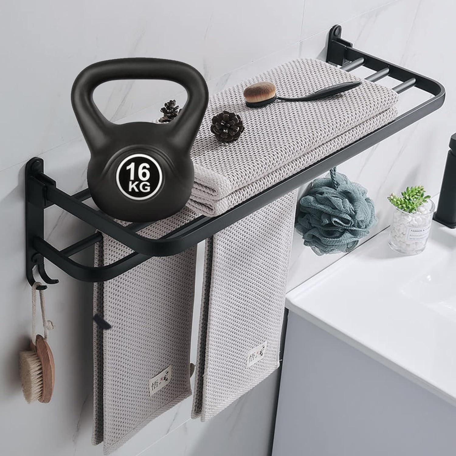 DOUBLE LAYERS FOLDING BATH TOWEL HOLDER