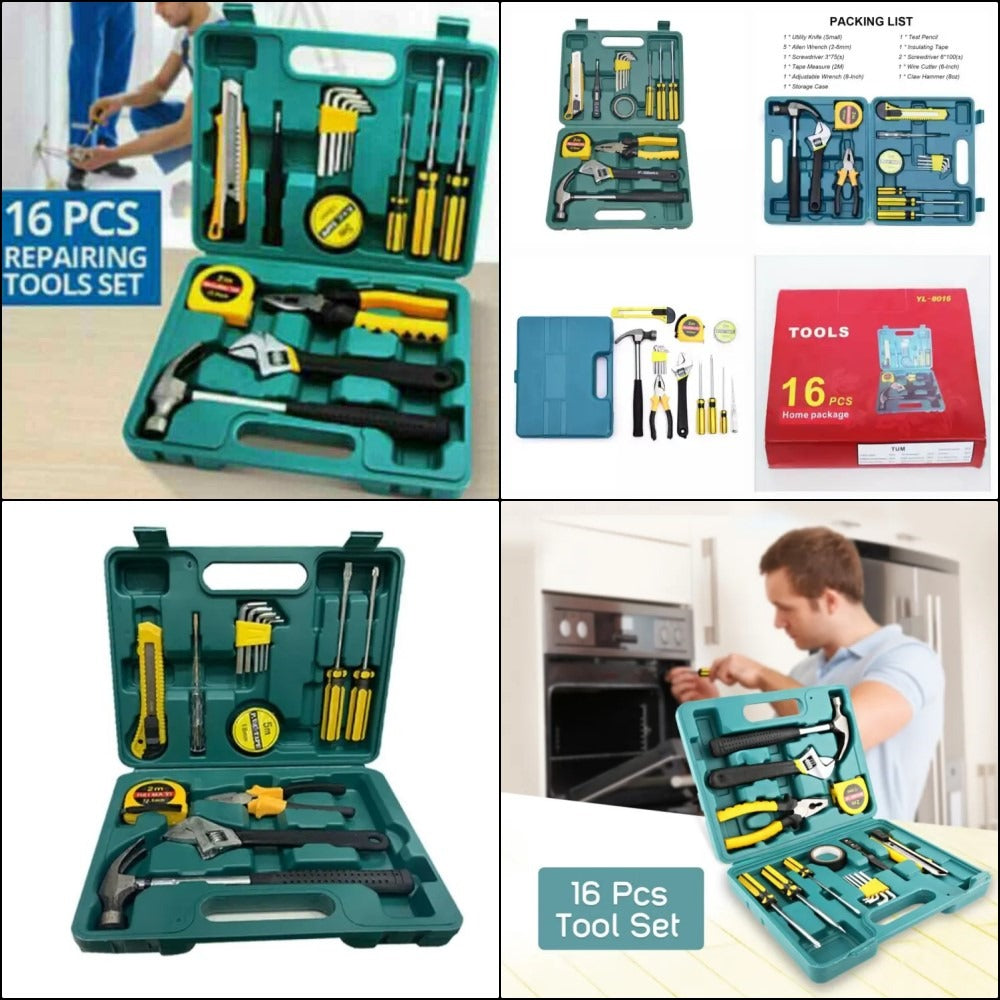 16 Piece Complete Home Tool Kit