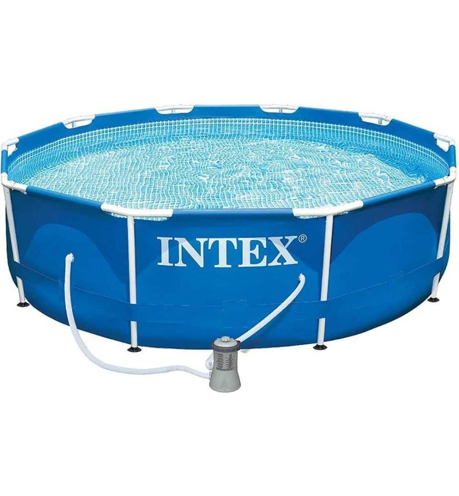 INTEX Round & Deep Metal Frame Pool With Water Filter 10ft x 30in