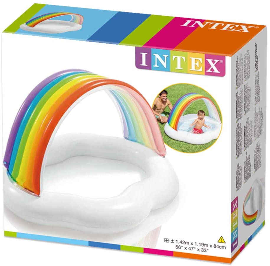 INTEX Inflatable Rainbow Canopy Pool For Babies 56in x 47in x 35in