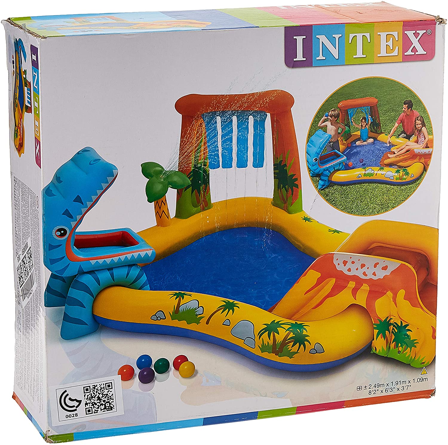 INTEX Dino Play Pool For Children 8ft 2in X 6ft 3in X 3ft 7in