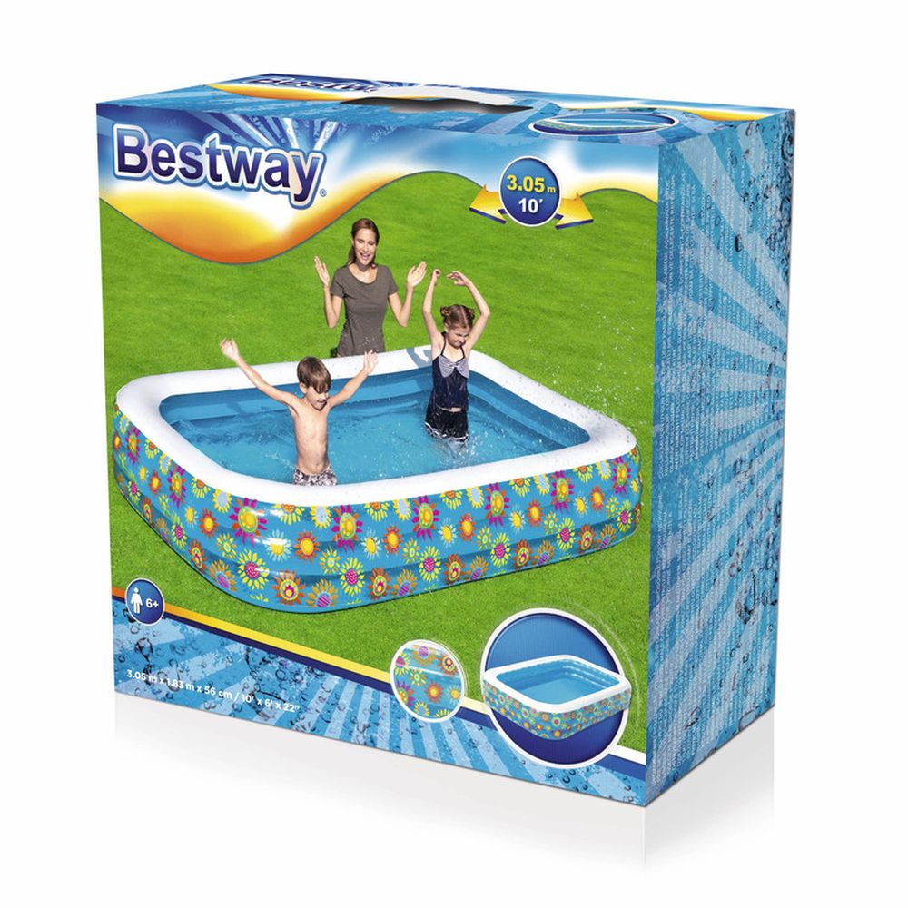 BESTWAY Rectangular Three Ring Play Pool For Kids 10ft x 6ft x 20